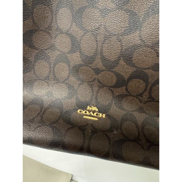 COACH Signature VAL Duffle PVC Leather Shoulder Crossbody Brown Black C2819 New - Picture 6 of 13